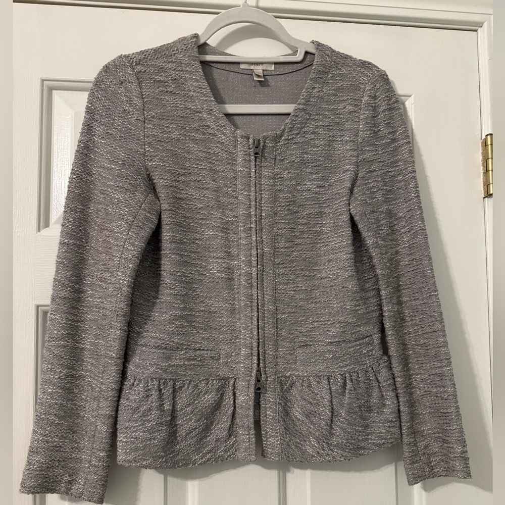 JCrew Grey Knit Peplum Jacket